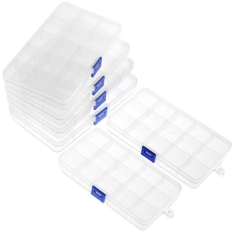 Clear Jewelry Box 6 Pack Plastic Bead Storage Container Earrings