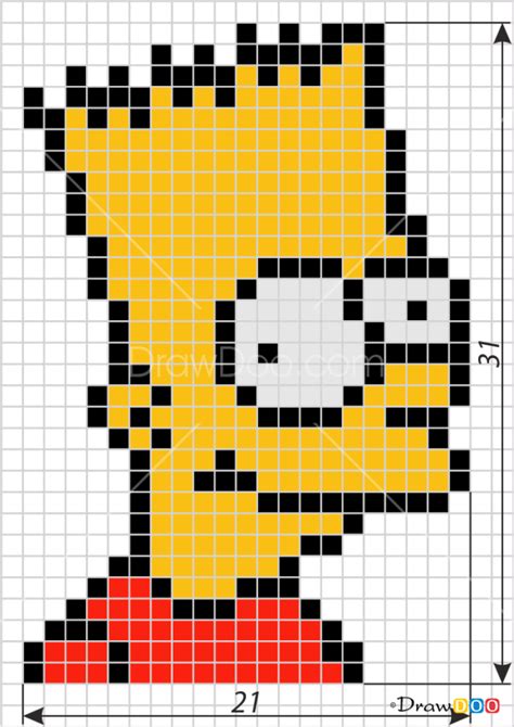 How To Draw Bart Simpson Pixel Cartoons