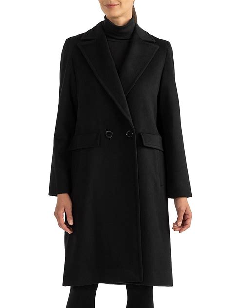 Sofia Cashmere Double Breasted Wool Cashmere Coat In Black Lyst Canada