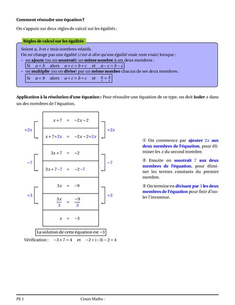 Calcul Littéral Et équations Cours Alloschool