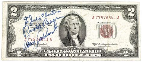 Ronald Reagan And Barry Goldwater Signed Two Dollar Bill Raptis Rare