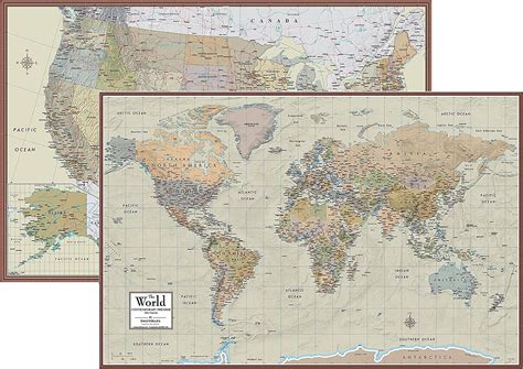 Buy Swiftmaps World And Usa Contemporary Premier 3d Two Wall Map Set