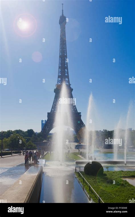 Eiffel Tower And Fountains Of The Trocadero Gardens Paris France