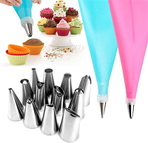 Buy Silicone Cream Pastry Bag With 12 Nozzle 2 Reusable Piping In Pakistan Waoomart