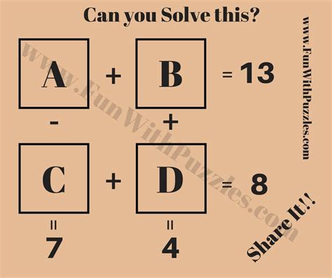 Easy Maths Brain Teasers Algebra Problems