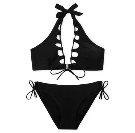 Blcak Red Solid High Waist Swimsuit Push Up Bikini Set 2018 Sexy Solid