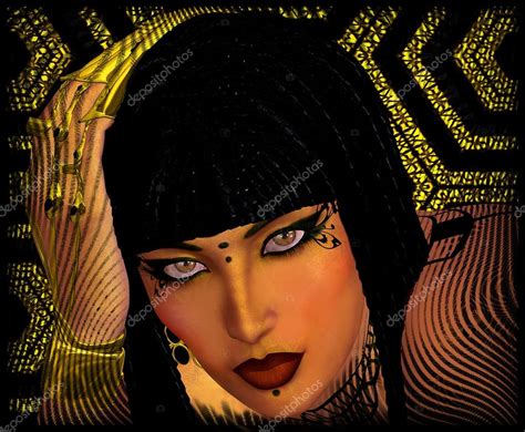 Close Up Face Modern Egyptian Woman Digital Art Abstract