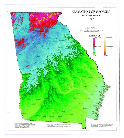 Elevation Map Of Georgia Georgia Map Georgia Environmental Science