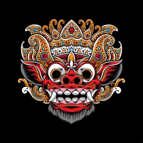 Free Vector Balinese Barong Mask Illustration