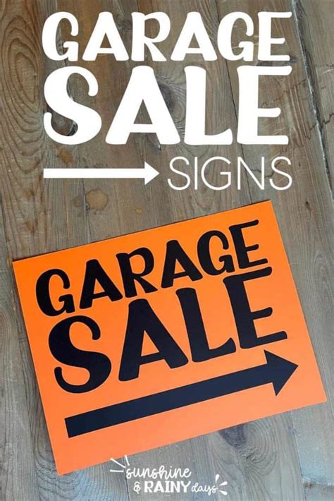 Garage Sale Sign Ideas Sunshine And Rainy Days