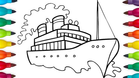How To Draw And Color A Ship Ship Drawing Tutorial Step By Step