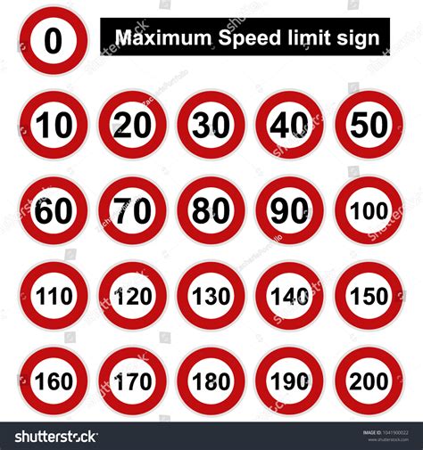 Set Speed Limit Signs Vector Stock Vector Royalty Free 1041900022