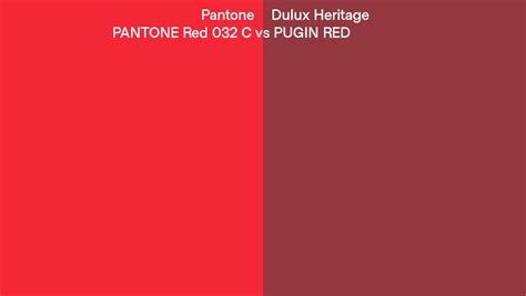 Pantone Red 032 C Vs Dulux Heritage Pugin Red Side By Side Comparison