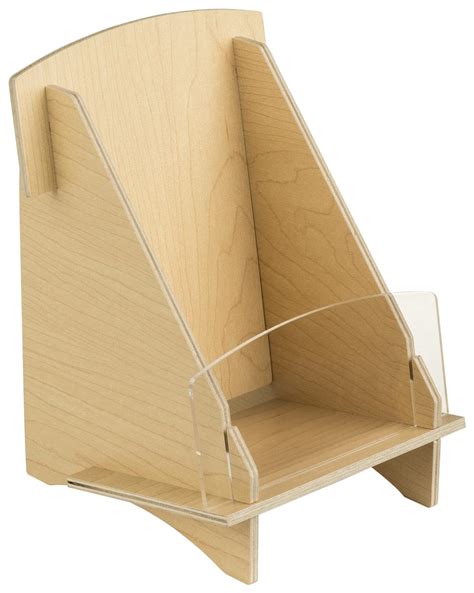 Plywood Brochure Holder Countertop Mounted Literature Stand