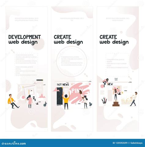 Web Design Development Concept On Vertical Banners Set Stock Vector