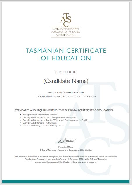 Tasmanian Certificate Of Education Tce Tasc