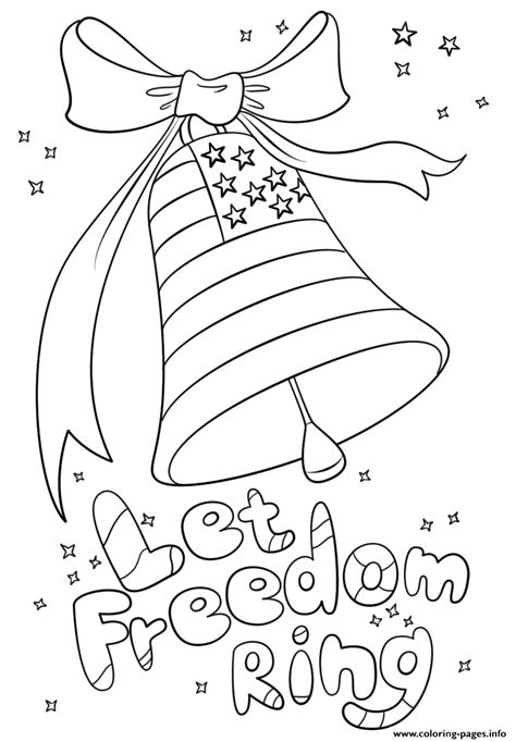 Let Freedom Ring 4th Of July Independence Day Coloring Page Printable