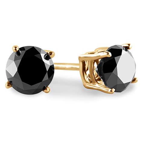 Round Black Diamond Earrings Bijoux Majesty