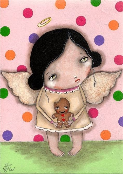 Folk Art Painting Christmas Whimsical Angel By Thesecrethermit