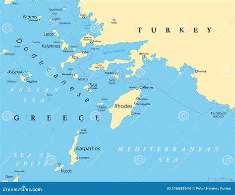 Rhodes Political Map Largest Of The Dodecanese Island Of Greece