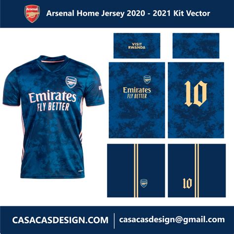 Camiseta Visitante Arsenal 2020 2021 Kit Vector