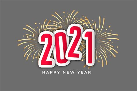 Free Vector Happy New Year 2021 With Sparkle Fireworks On Dark