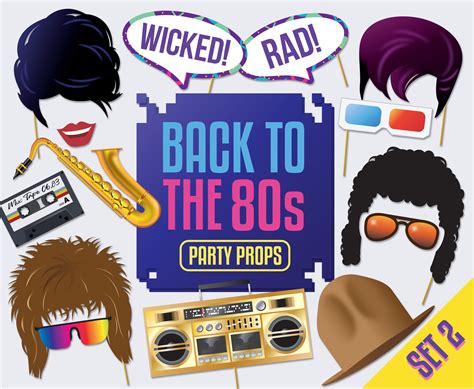 80s Photo Booth Props 80s Printable Photo Booth Props Party Etsy