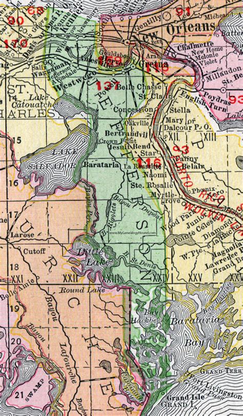 Jefferson Parish Louisiana 1911 Map Rand Mcnally Gretna Kenner