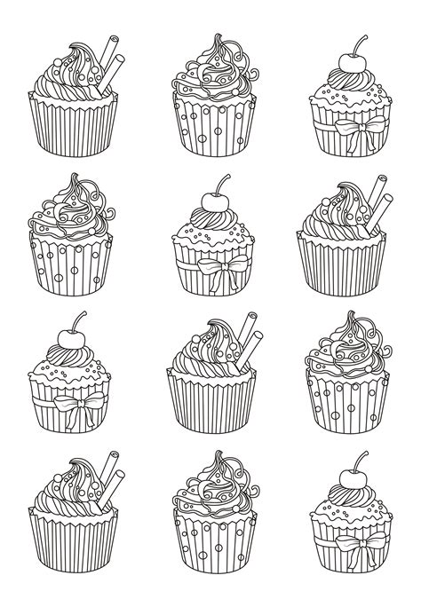 Zentangle Cupcake Coloring Pages Adult Coloring Pages