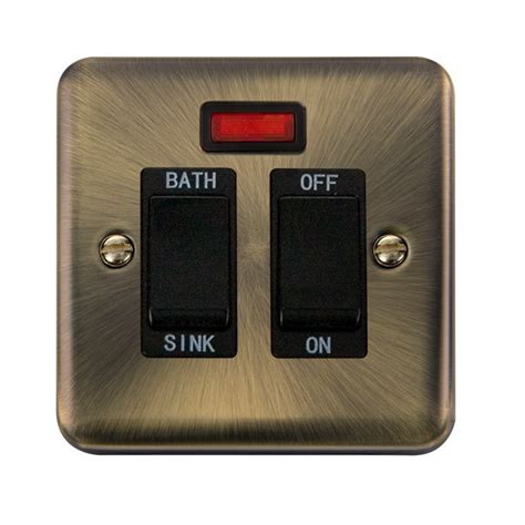 Click Deco Plus Antique Brass 20a Double Pole Sinkbath Switch With