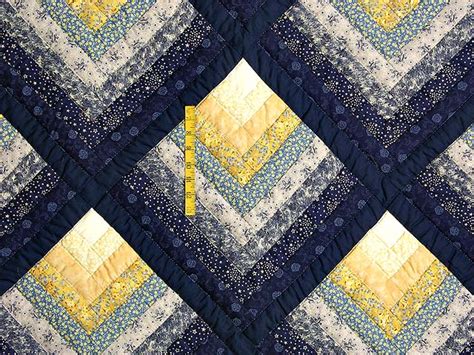 Navy and Yellow Chevron Log Cabin Quilt Photo 4