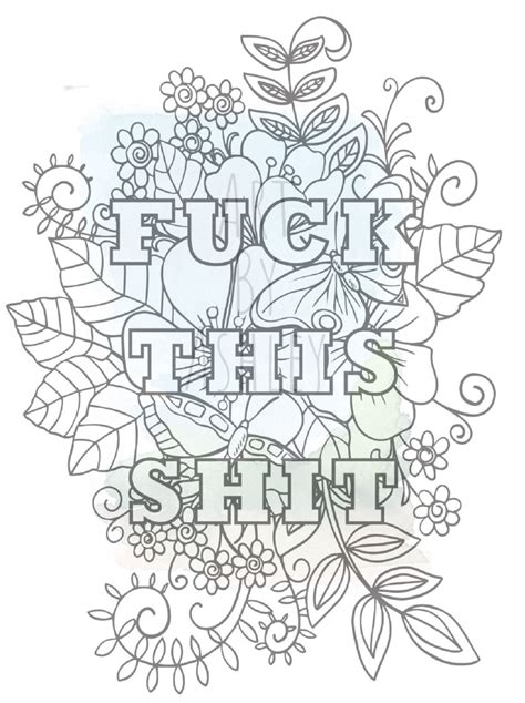 Fck This Sht Adult Coloring Page Explicit To Color When Etsy
