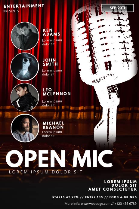 Open Mic Karaoke Stand Up Comedy Flyer Template Postermywall