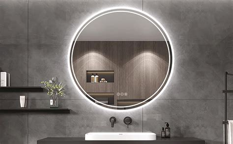 Wisfor Led Bathroom Vanity Mirror 60cm Round Illuminated Wall Mounted Makeup Mirror Dimmable