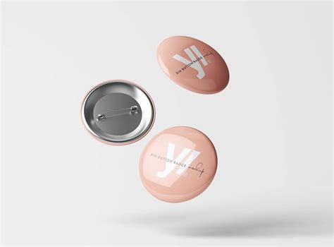 Free Floating Pin Button Badge Mockup PSD