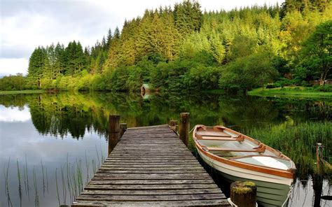 Boat Along The Wooden Pier Hd Desktop Wallpaper Widescreen High