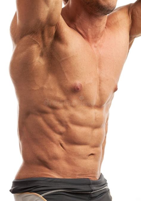 Portrait Of Muscular Man Flexing His Biceps Stock Image Image Of