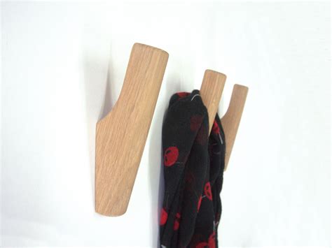 Set Of 4 Self Adhesive Wall Hooks Made From Oak Etsy