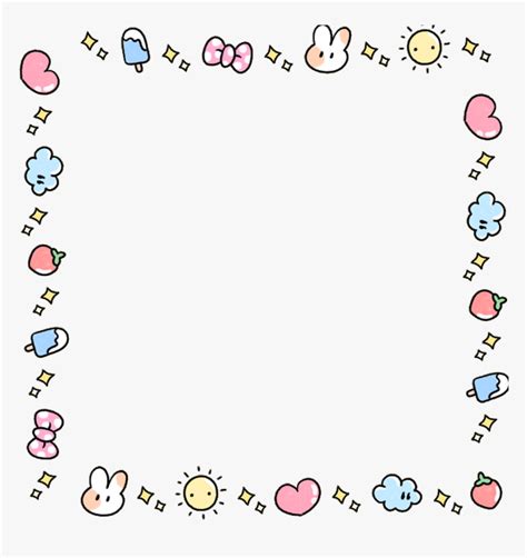 Kawaii Cute Adorable Bunny Pastel Love Heart Frame Transparent Kawaii