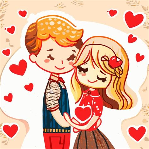 Premium Vector Cute Cartoon Couple Valentines Day Vibes