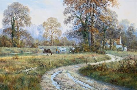 Spencer Coleman Oil Painting Of Rural English Countryside Scene With