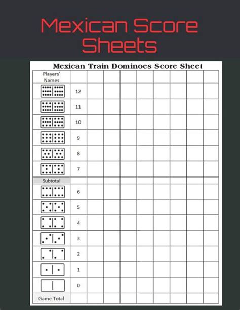 Mexican Score Sheets Mexican Train Dominoes Score Sheet Dominos