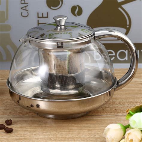 High Quality Steel Stainless Glass Teapot With Infuser Tea Pots Glass Teapot Modern Tea Pot