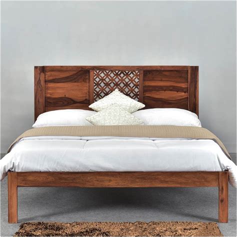 Diamond Lattice Solid Wood Rustic California King Size Platform Bed
