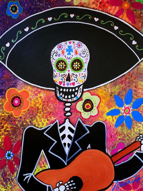 Mariachi Serenata Day Of The Dead Painting By Pristine