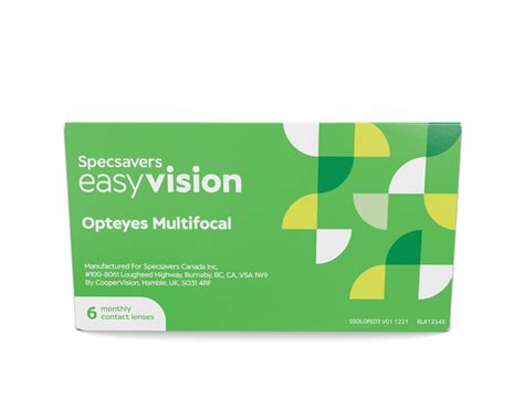 Easyvision Opteyes Multifocal 6 Pack Contact Lenses Specsavers CA
