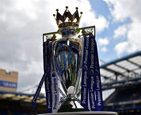 Premier League Trophy Decorated In Chelsea Colours And Inscribed With