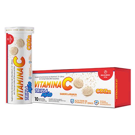 Vitamina C Tripla Ação 1G Efervescente 10 Comprimidos Equilibra Vida