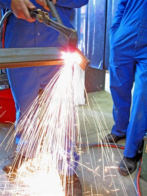 Welding With A Oxy Acetylene Cutting Torch Stock Image Image Of Tool