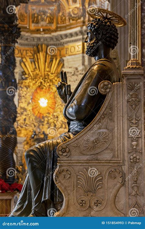 Saint Peter Statue In Basilica Vatican Rome Editorial Stock Photo